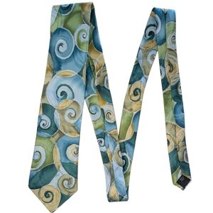J. Garcia Green Blue Swirl Emergent Elephant Collection‎ 53 100% Silk Tie